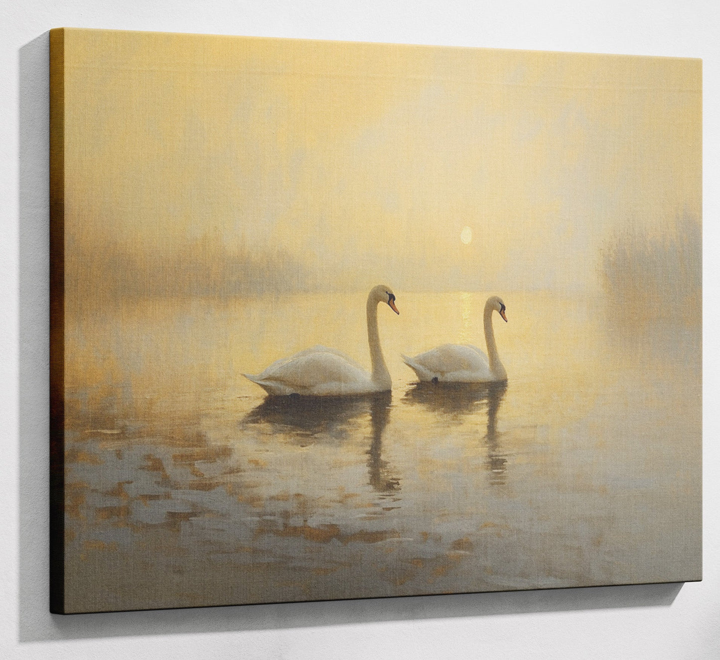 Misty Swan Lake African American canvas print canvas print with visible wall art format
