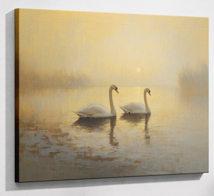 Misty Swan Lake African American canvas print canvas print with visible wall art format
