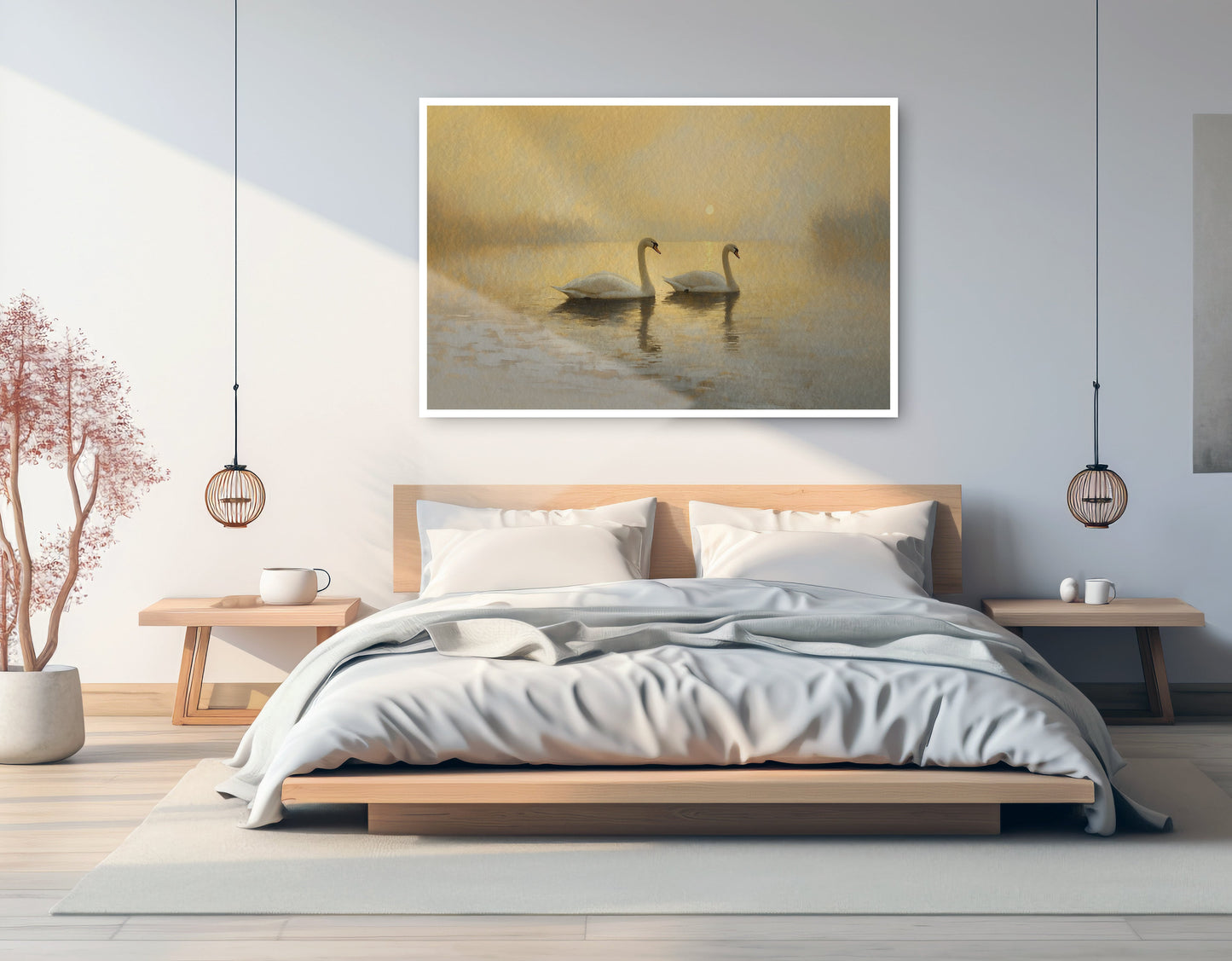 Misty Swan Lake African American canvas print artwork view