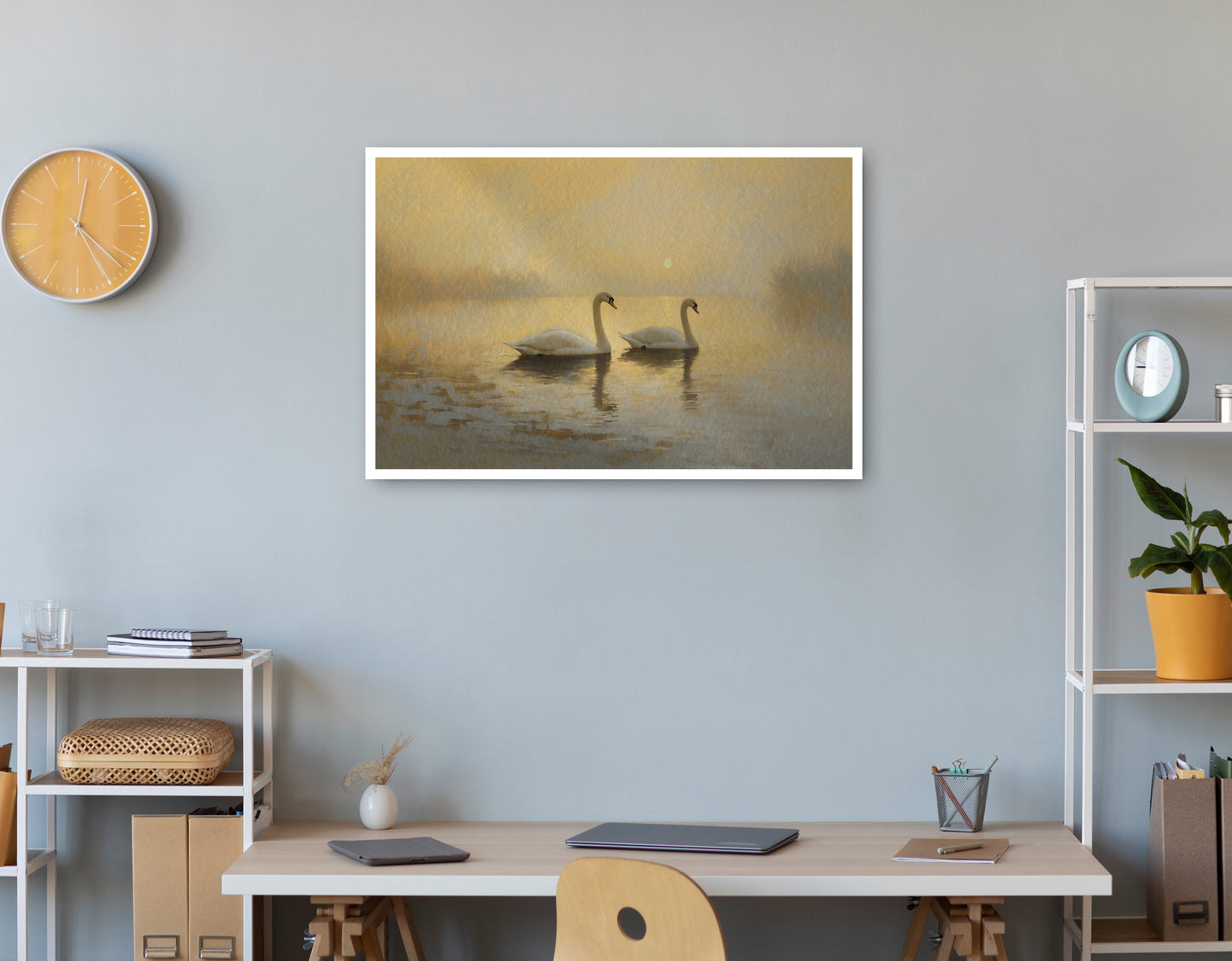 Misty Swan Lake African American canvas print print view