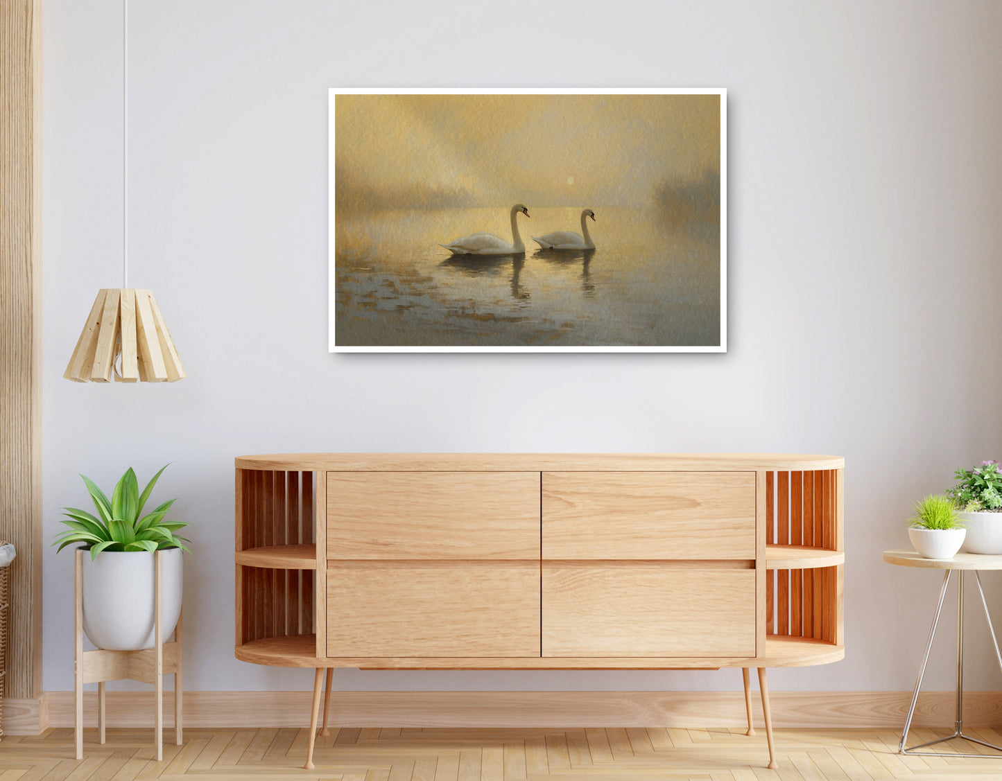 Alternate view of Misty Swan Lake African American canvas print