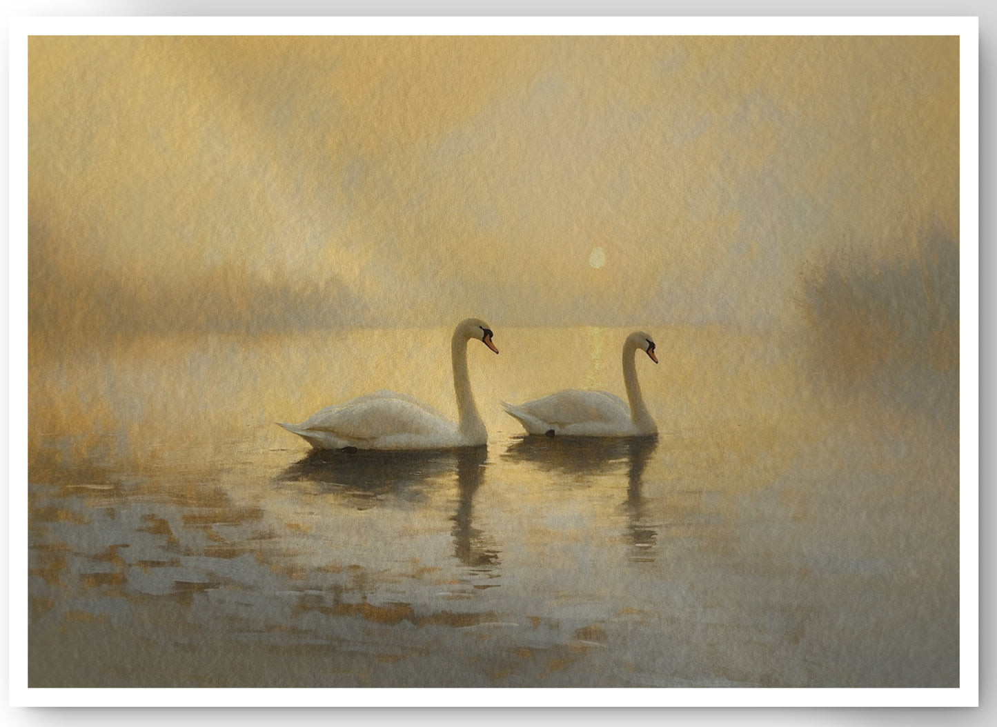 Misty Swan Lake African American canvas print by MoomZee Artwork