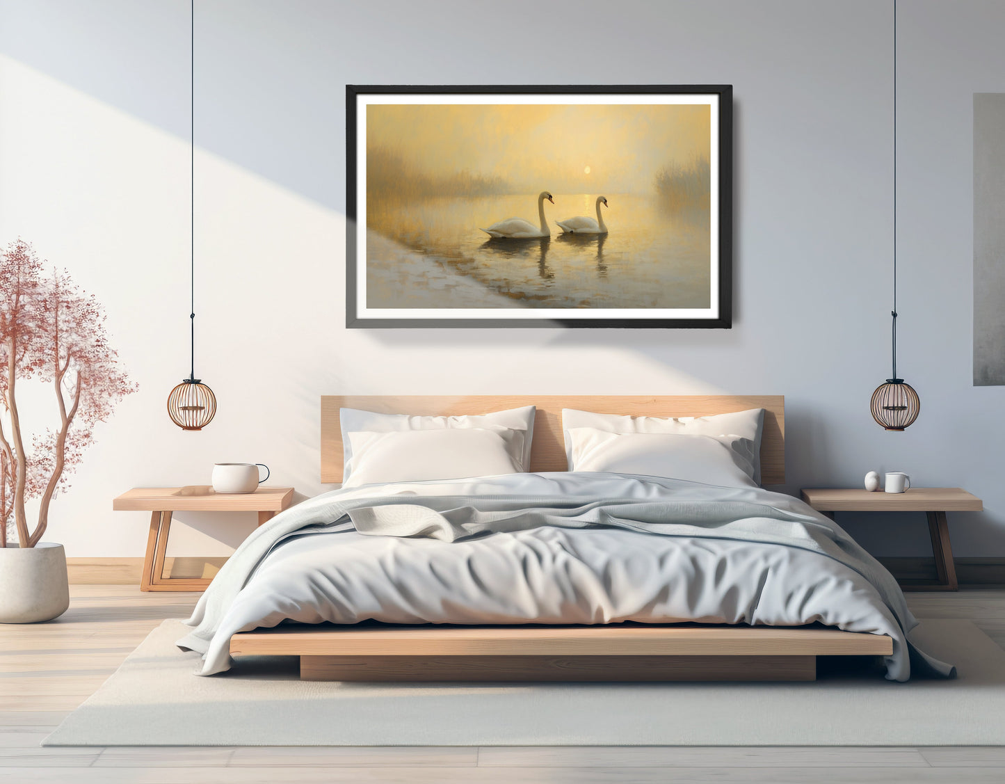 Misty Swan Lake African American canvas print view 69
