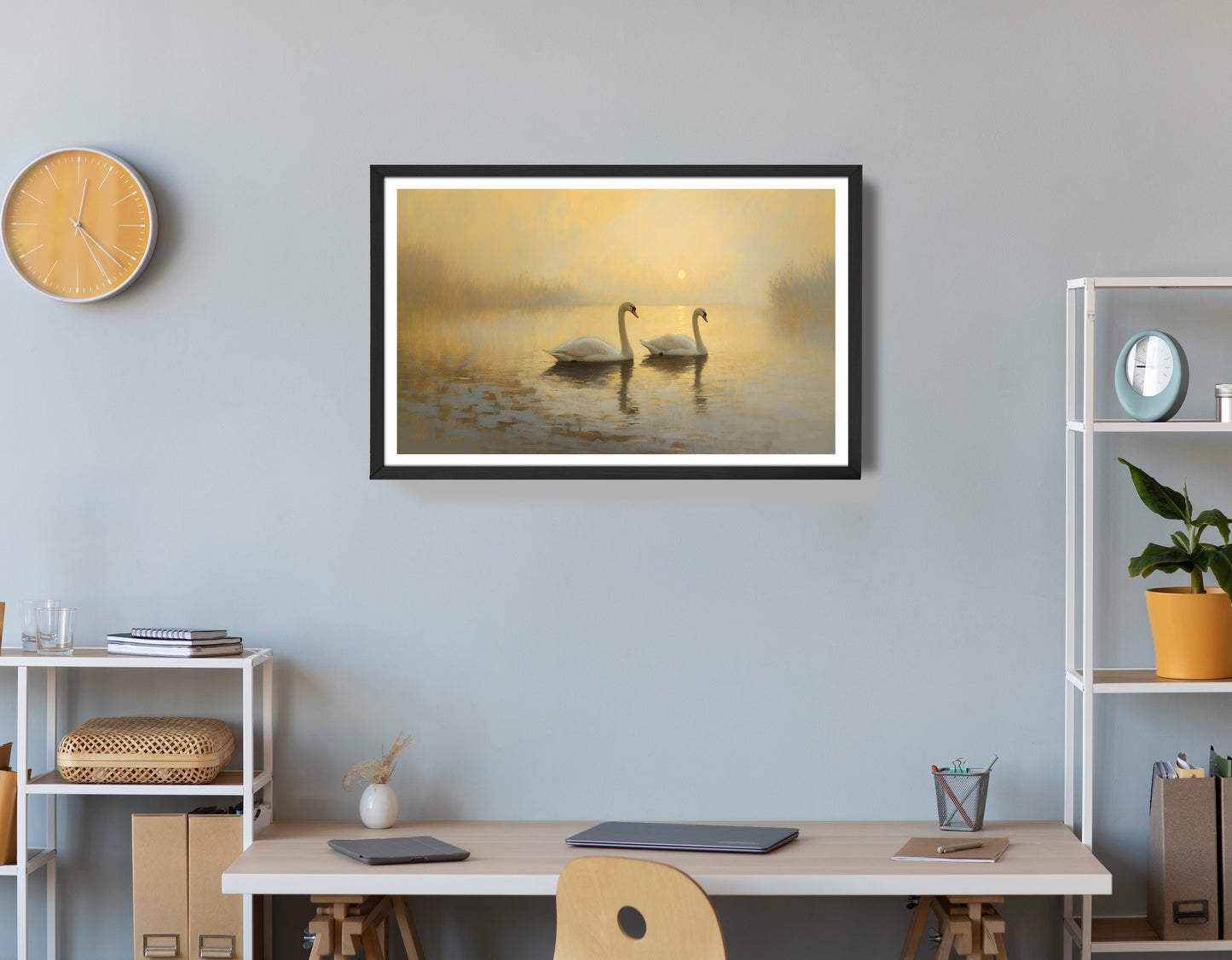 Misty Swan Lake African American canvas print view 72