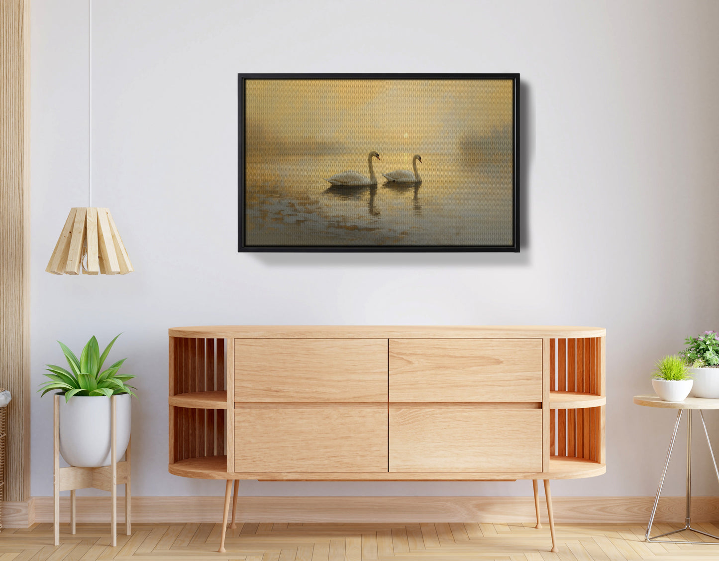 Misty Swan Lake African American canvas print view 26