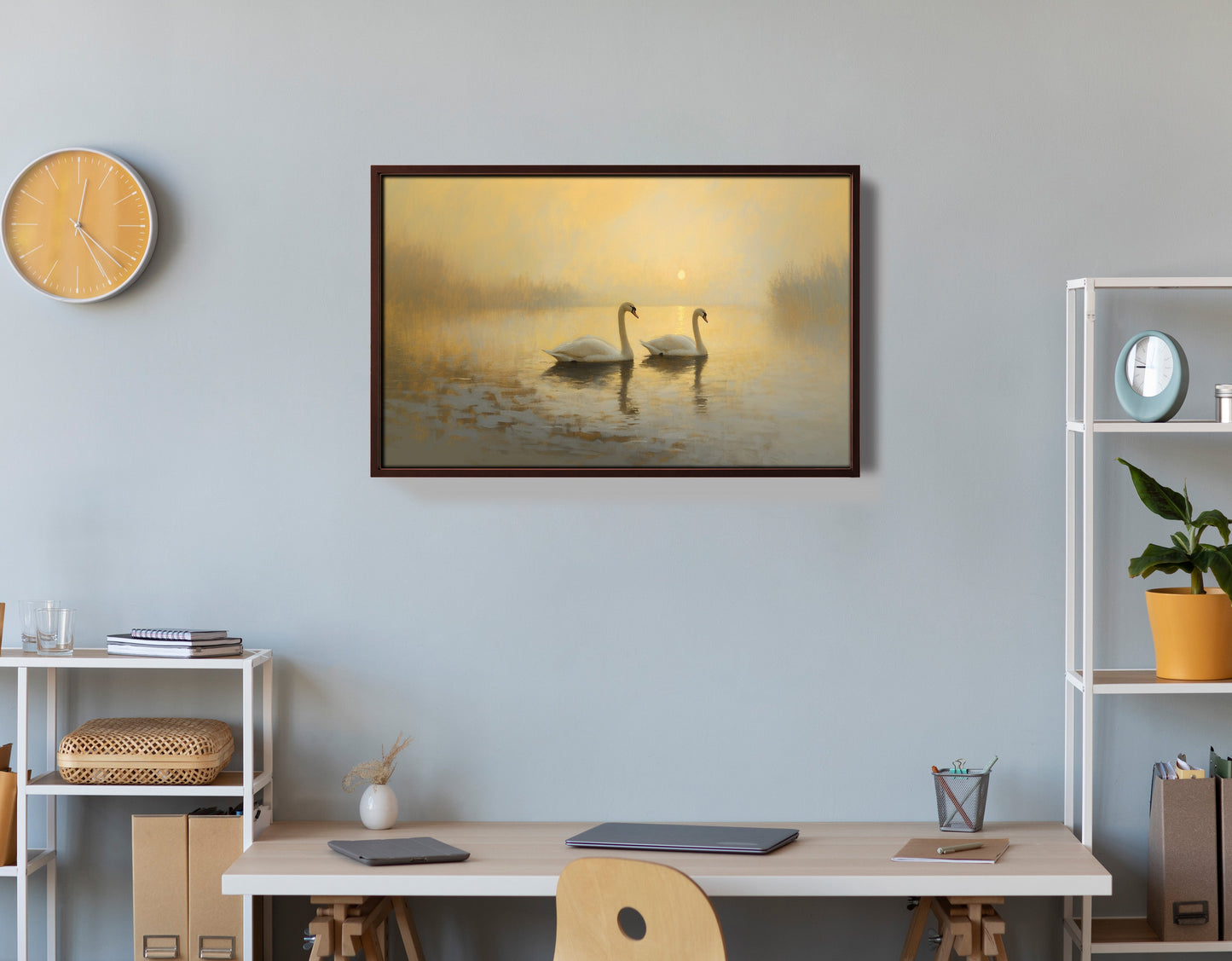 Misty Swan Lake African American canvas print view 36