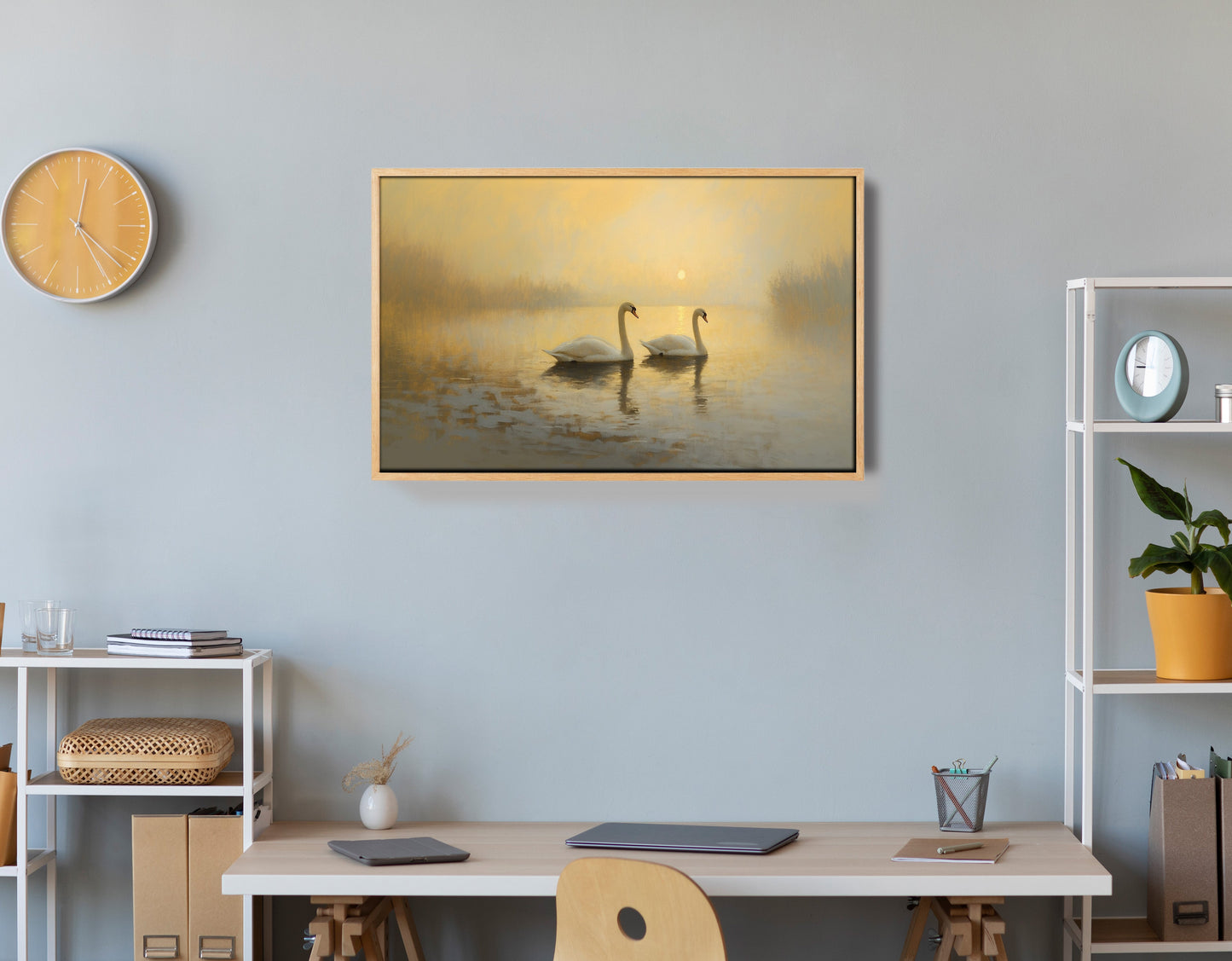 Misty Swan Lake African American canvas print view 54