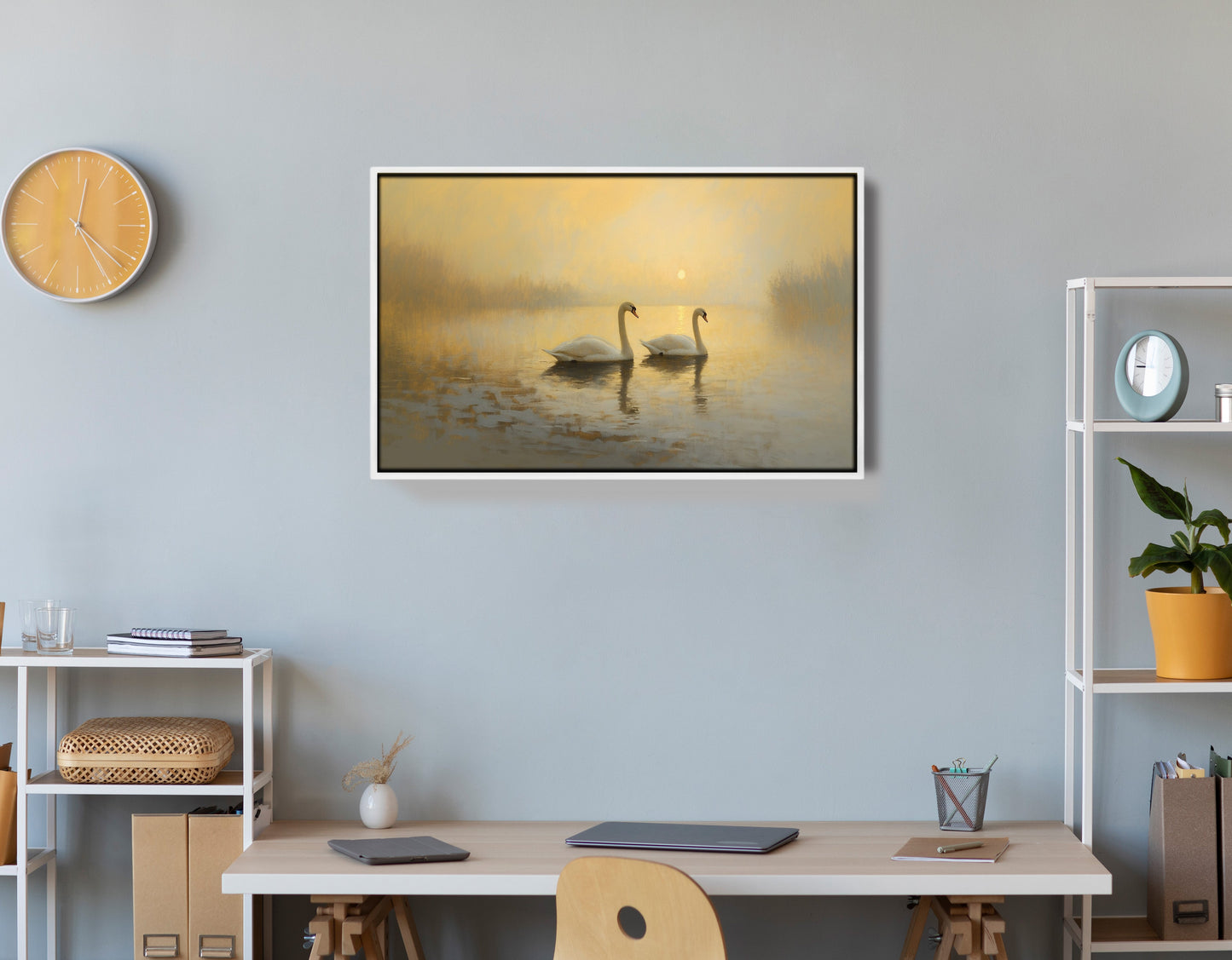 Misty Swan Lake African American canvas print view 66