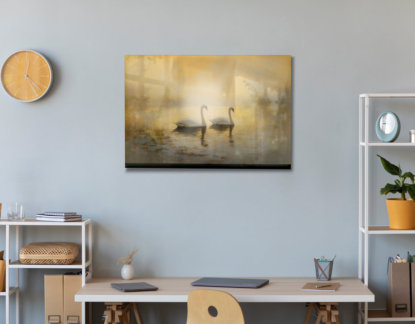 Misty Swan Lake African American canvas print view 24