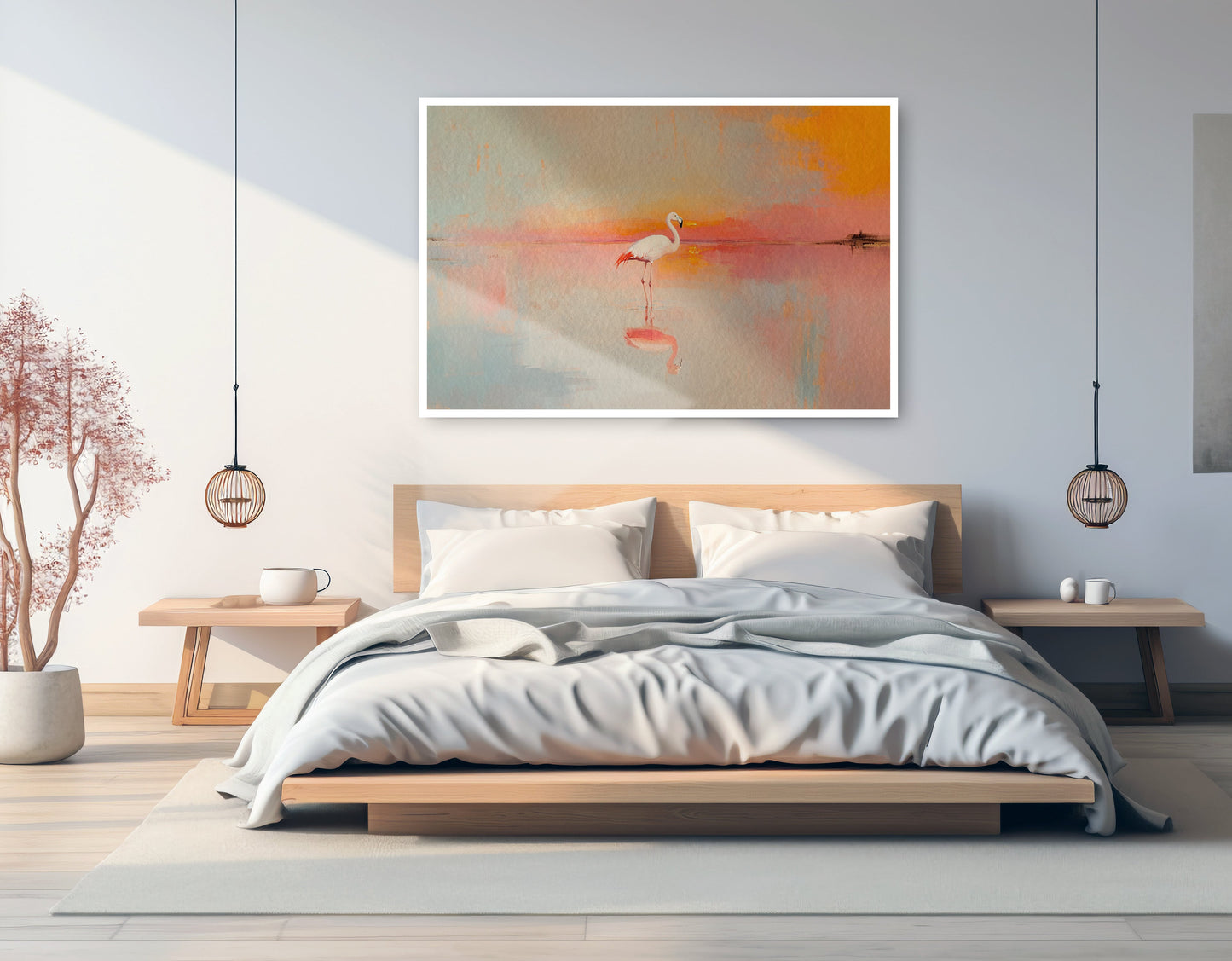 Pink Flamingo Lake African American canvas print artwork view