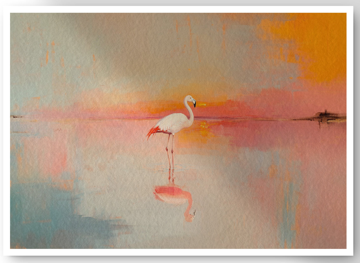 Pink Flamingo Lake African American canvas print by MoomZee Artwork