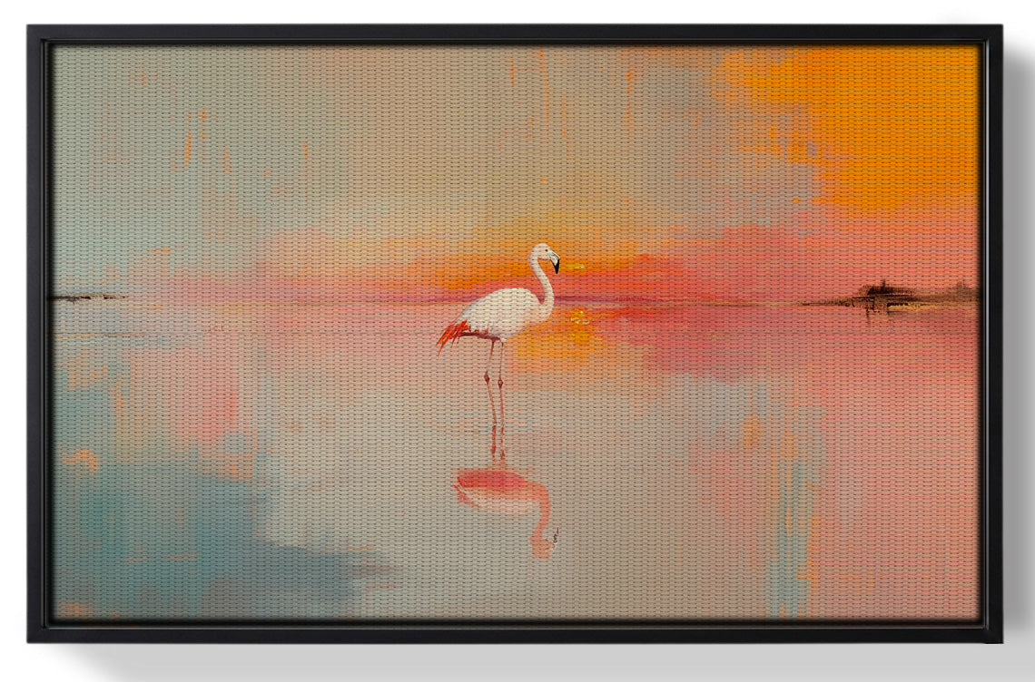 Framed Pink Flamingo Lake African American canvas print for home decor