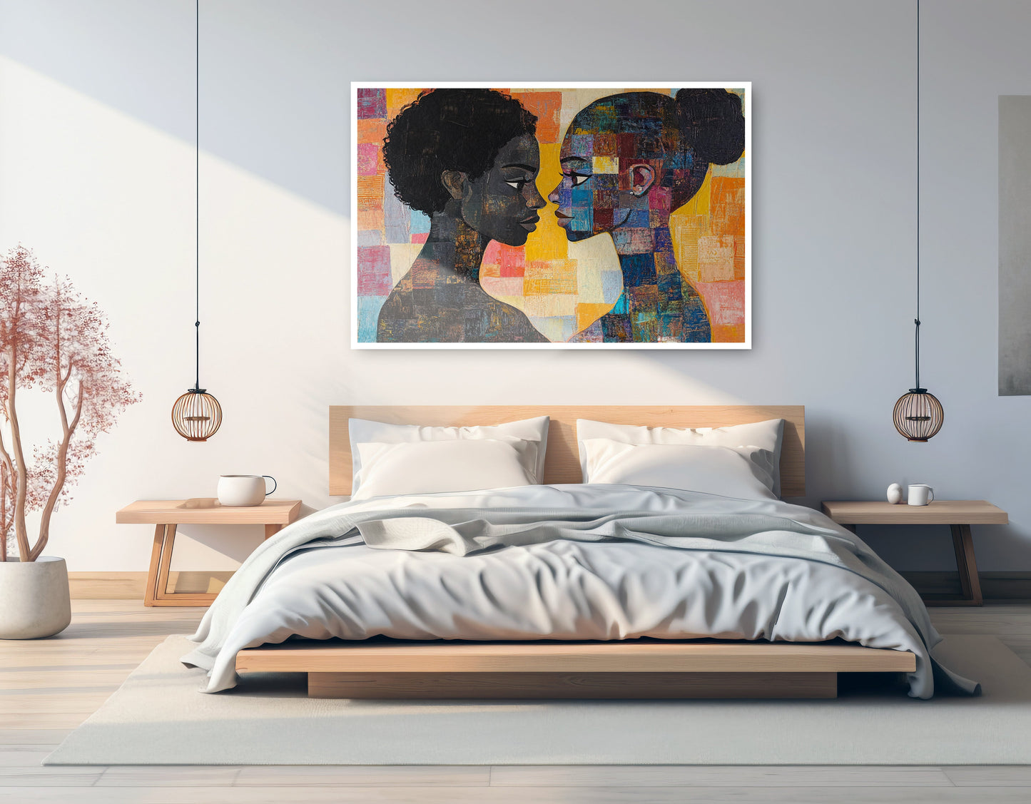 Black Lesbian Couple Portrait Black love wall art artwork view