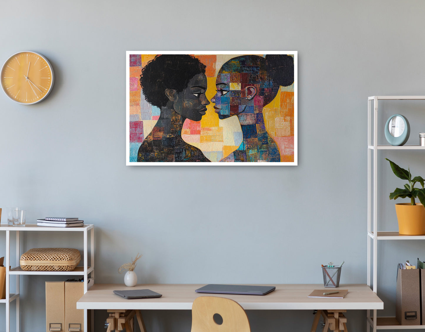 Black Lesbian Couple Portrait Black love wall art print view