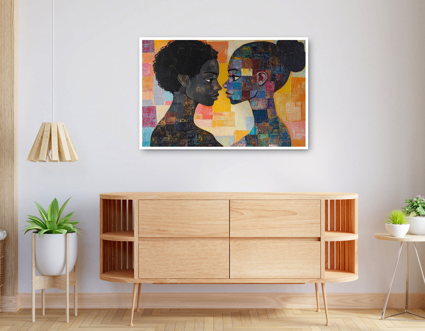 Alternate view of Black Lesbian Couple Portrait Black love wall art canvas print