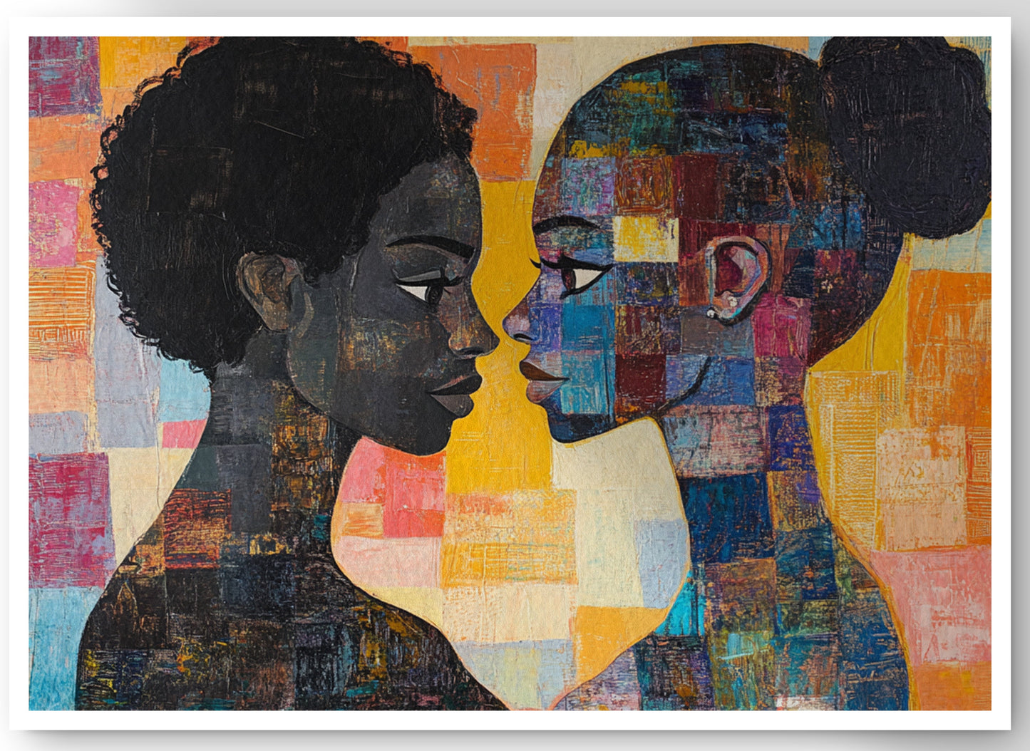Black Lesbian Couple Portrait Black love wall art canvas print by MoomZee Artwork