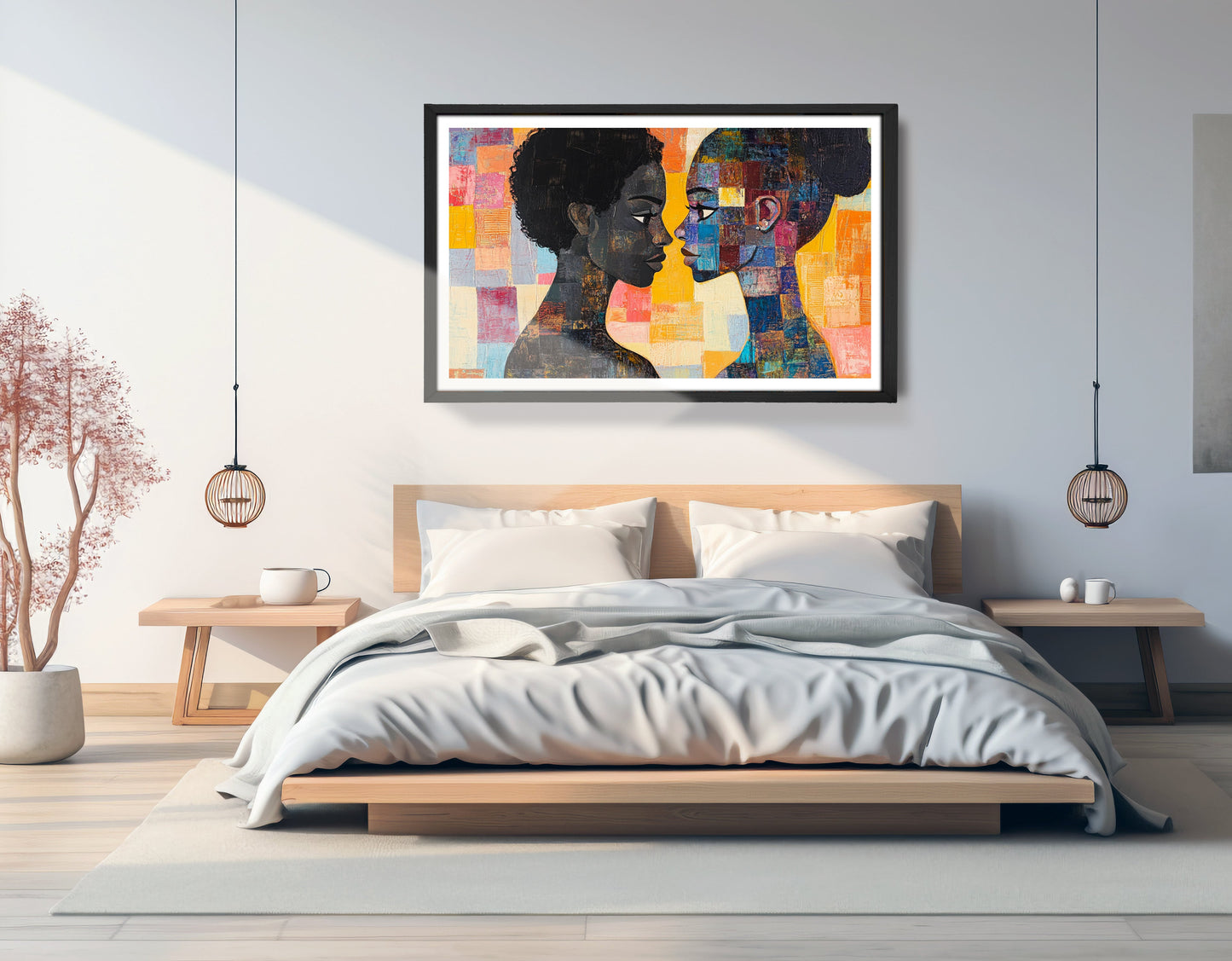 Black Lesbian Couple Portrait Black love wall art view 69