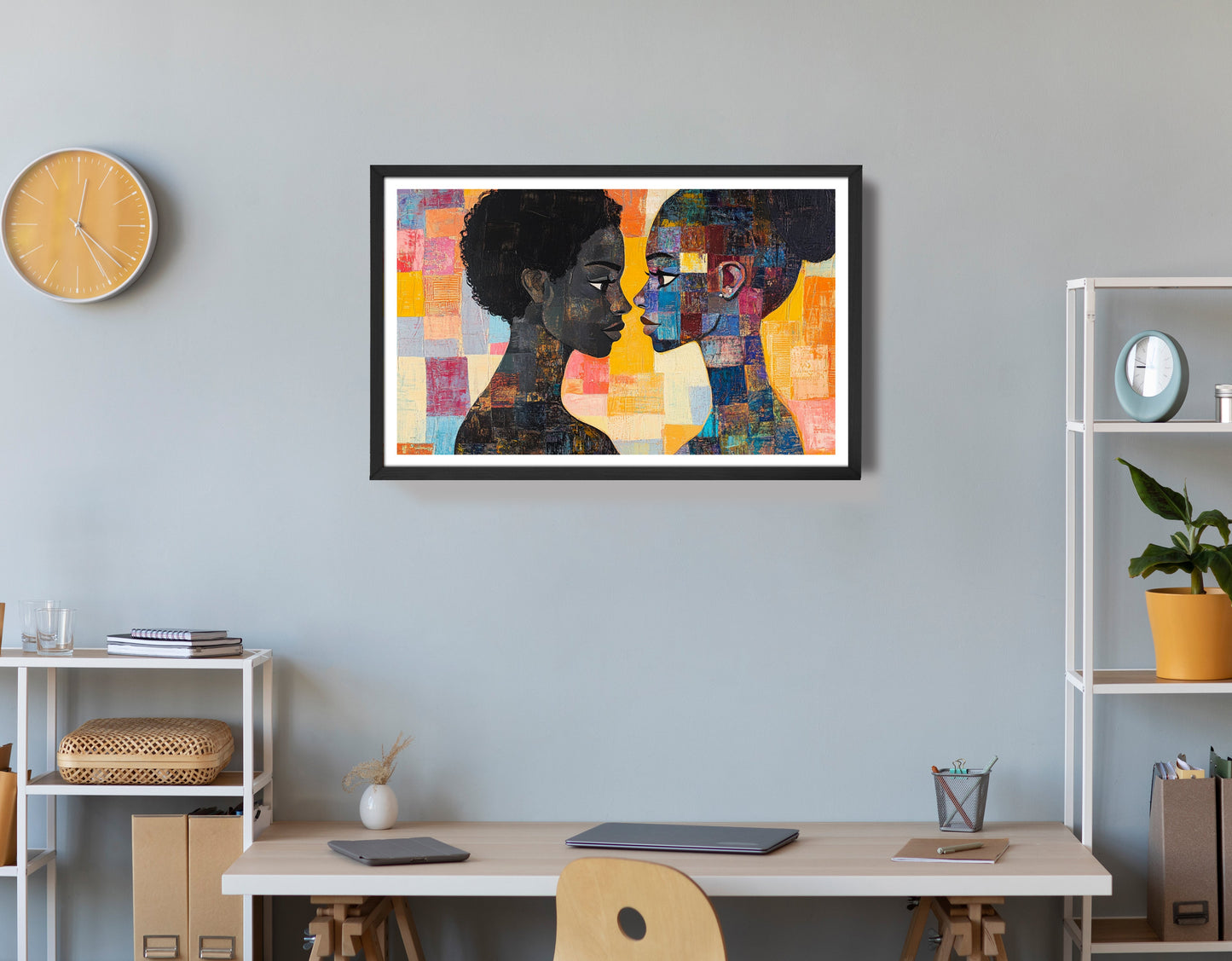 Black Lesbian Couple Portrait Black love wall art view 72