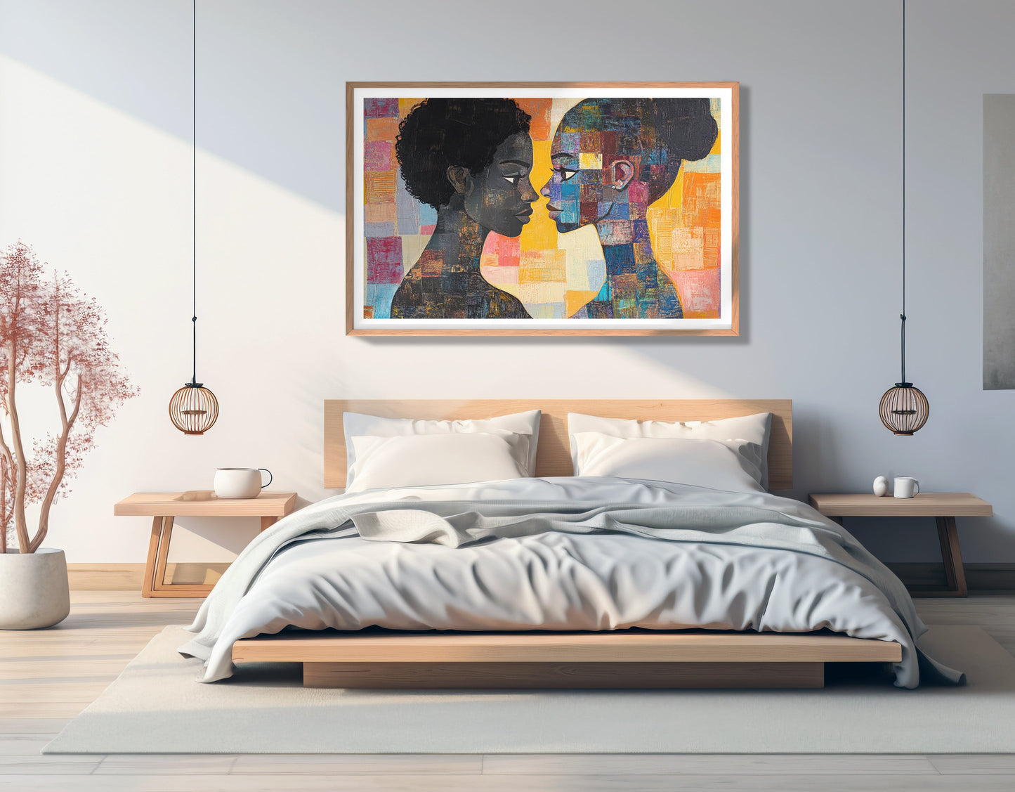 Black Lesbian Couple Portrait Black love wall art view 81