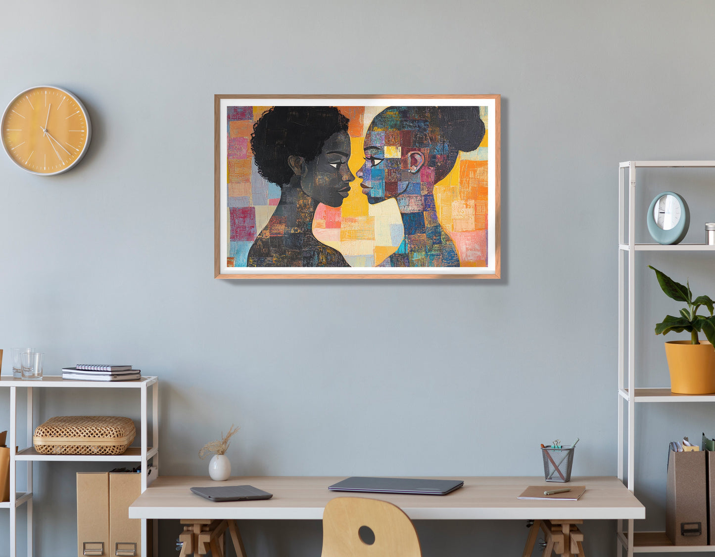 Black Lesbian Couple Portrait Black love wall art view 84