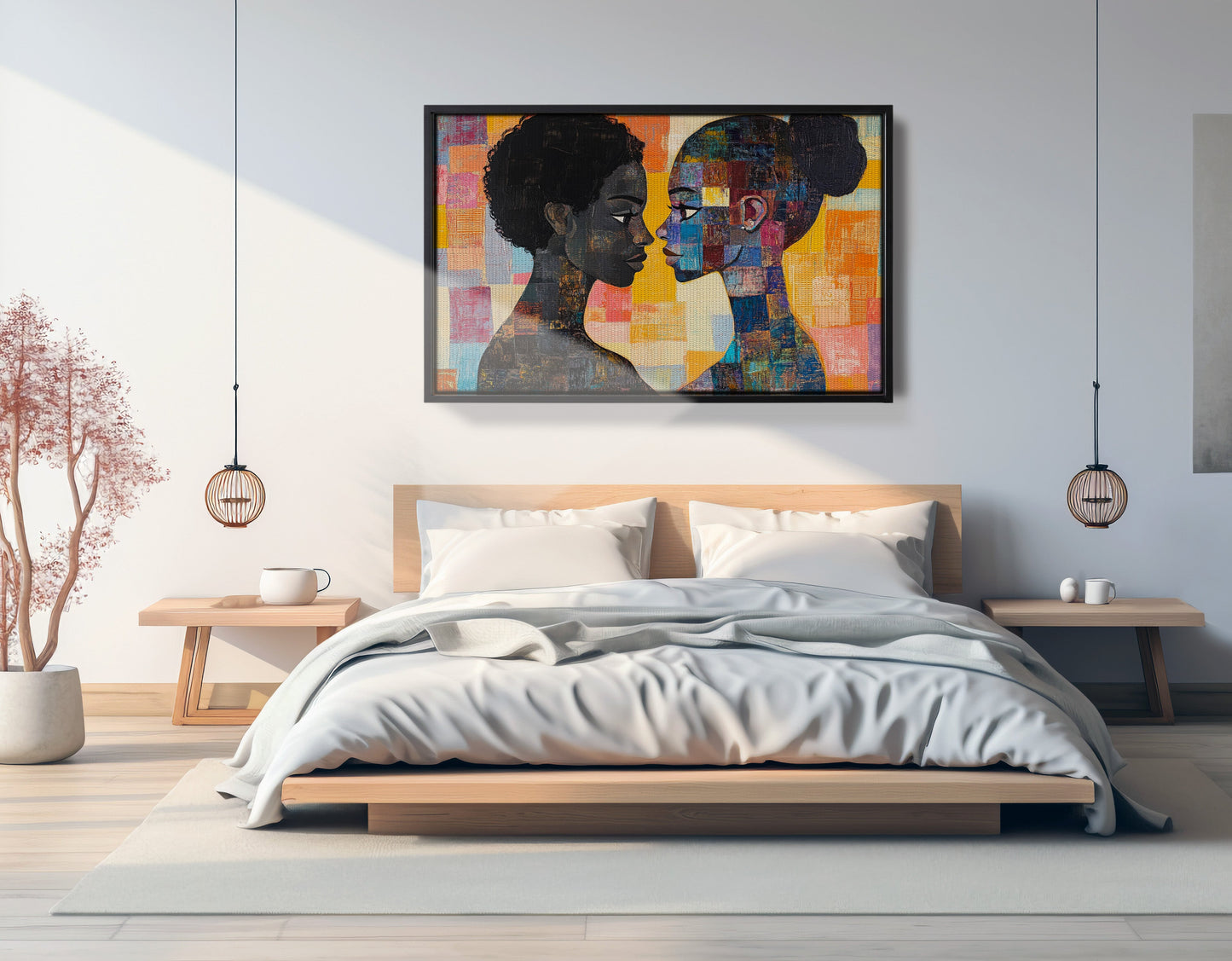 Black Lesbian Couple Portrait Black love wall art view 27
