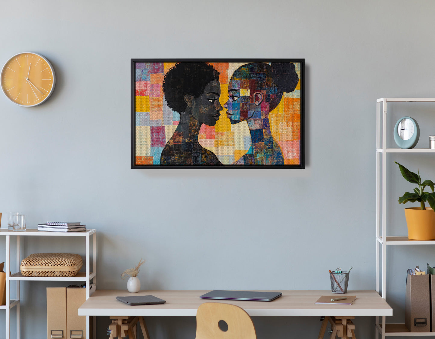 Black Lesbian Couple Portrait Black love wall art view 30