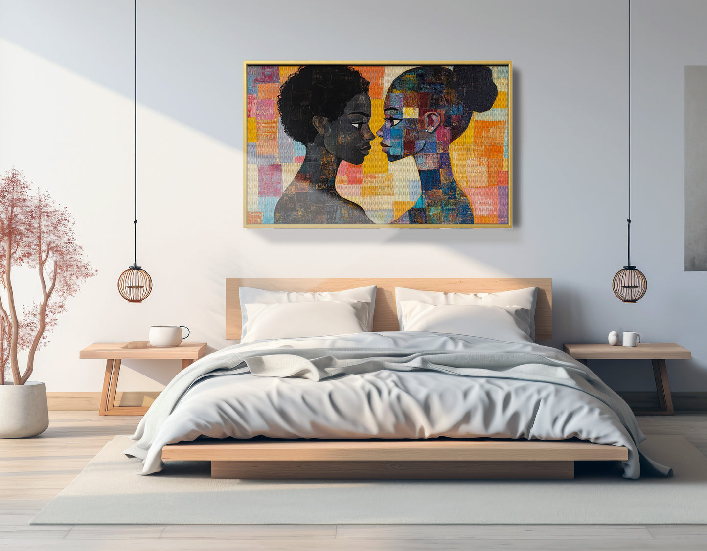 Black Lesbian Couple Portrait Black love wall art view 39