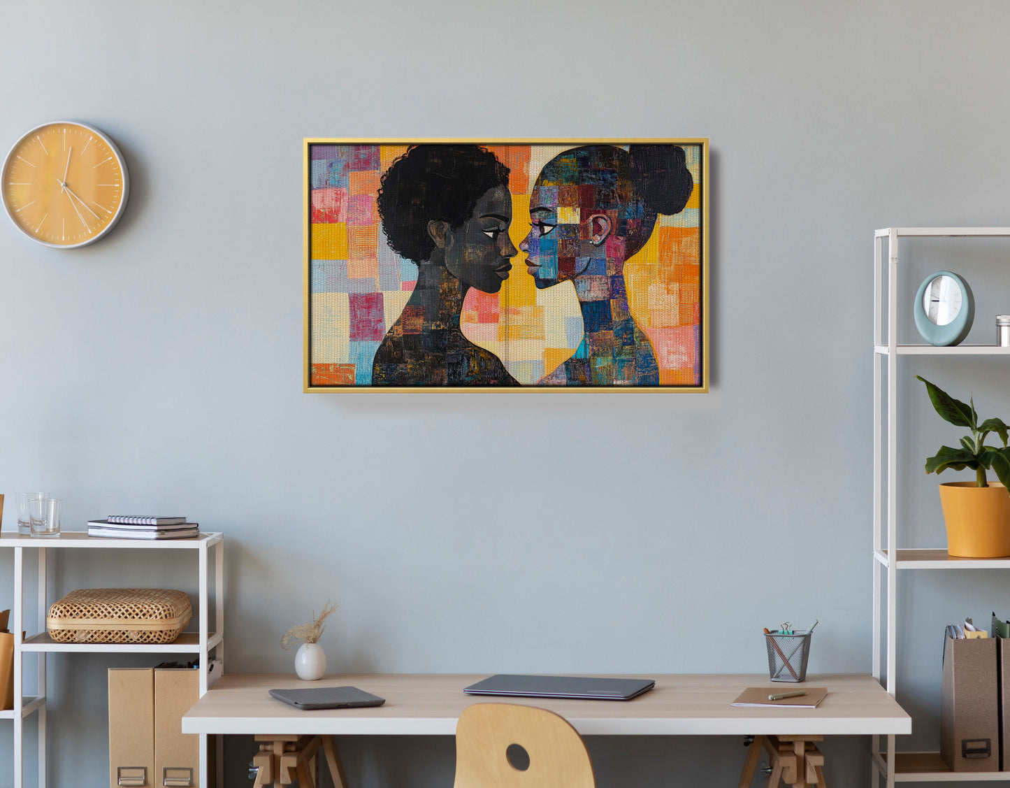 Black Lesbian Couple Portrait Black love wall art view 42