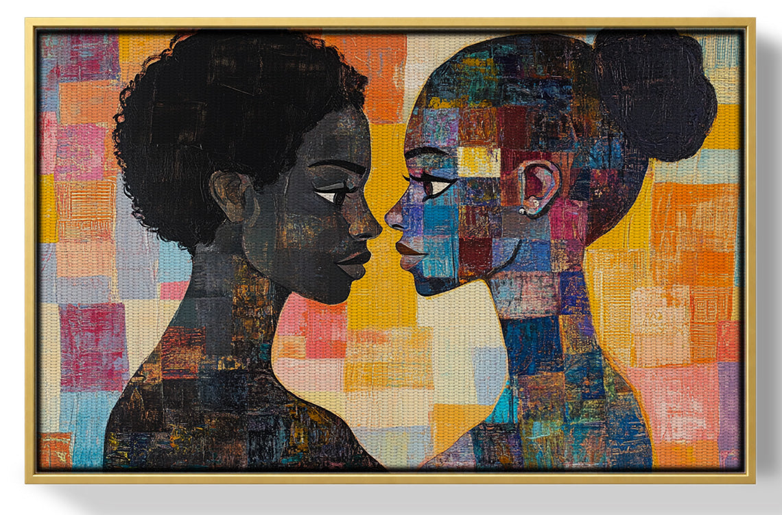Black Lesbian Couple Portrait Black love wall art view 37