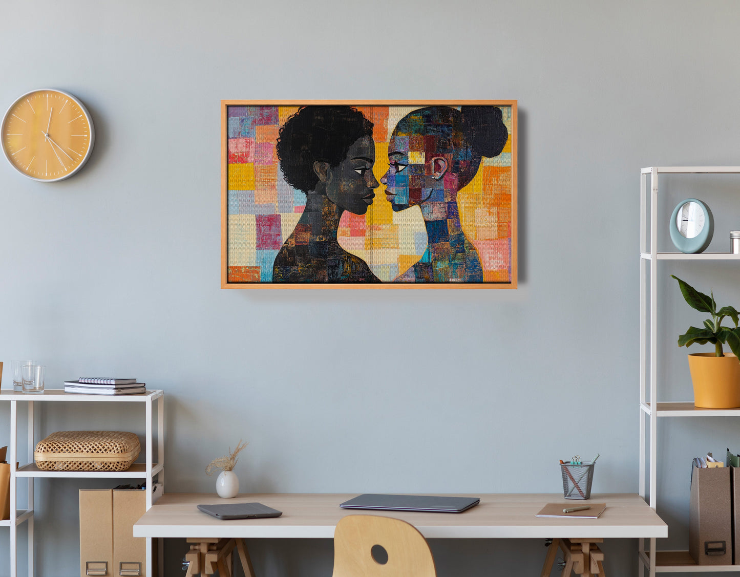 Black Lesbian Couple Portrait Black love wall art view 48