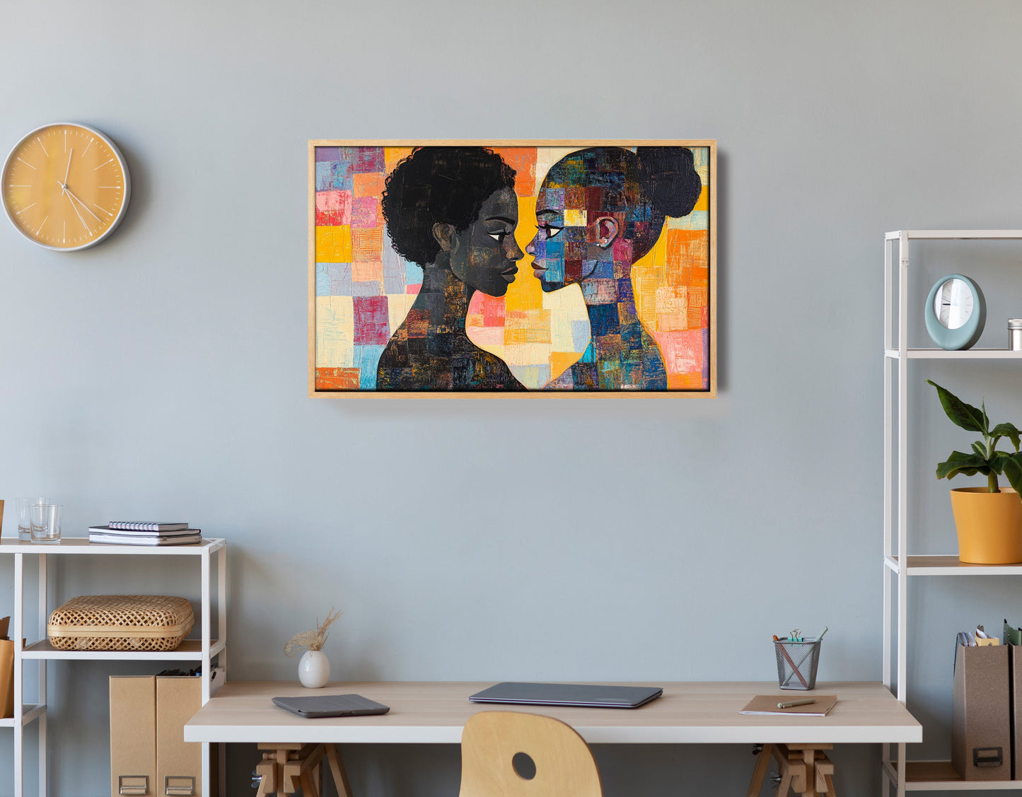 Black Lesbian Couple Portrait Black love wall art view 54
