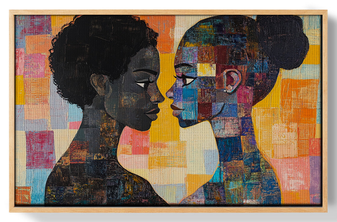 Black Lesbian Couple Portrait Black love wall art view 49