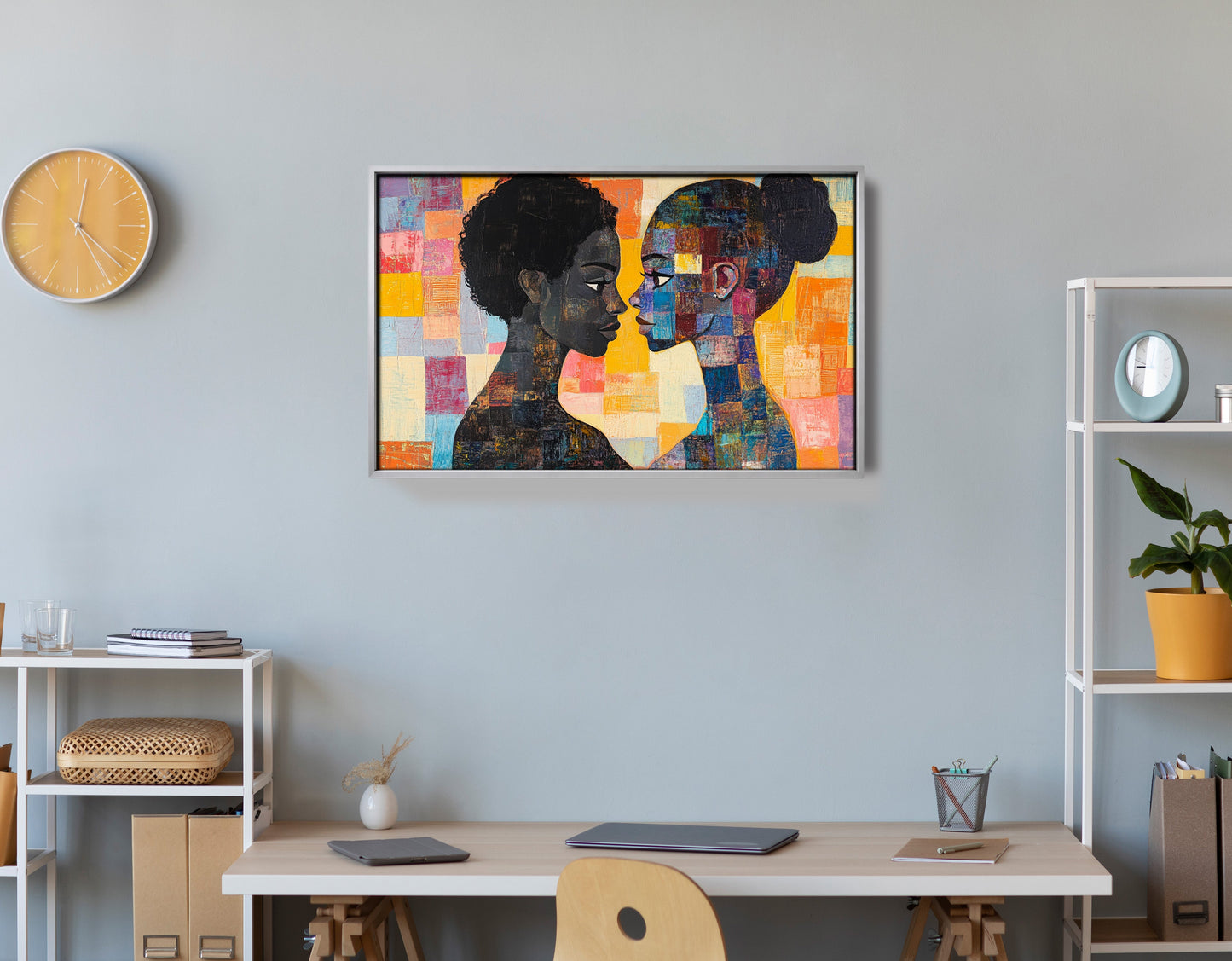 Black Lesbian Couple Portrait Black love wall art view 60