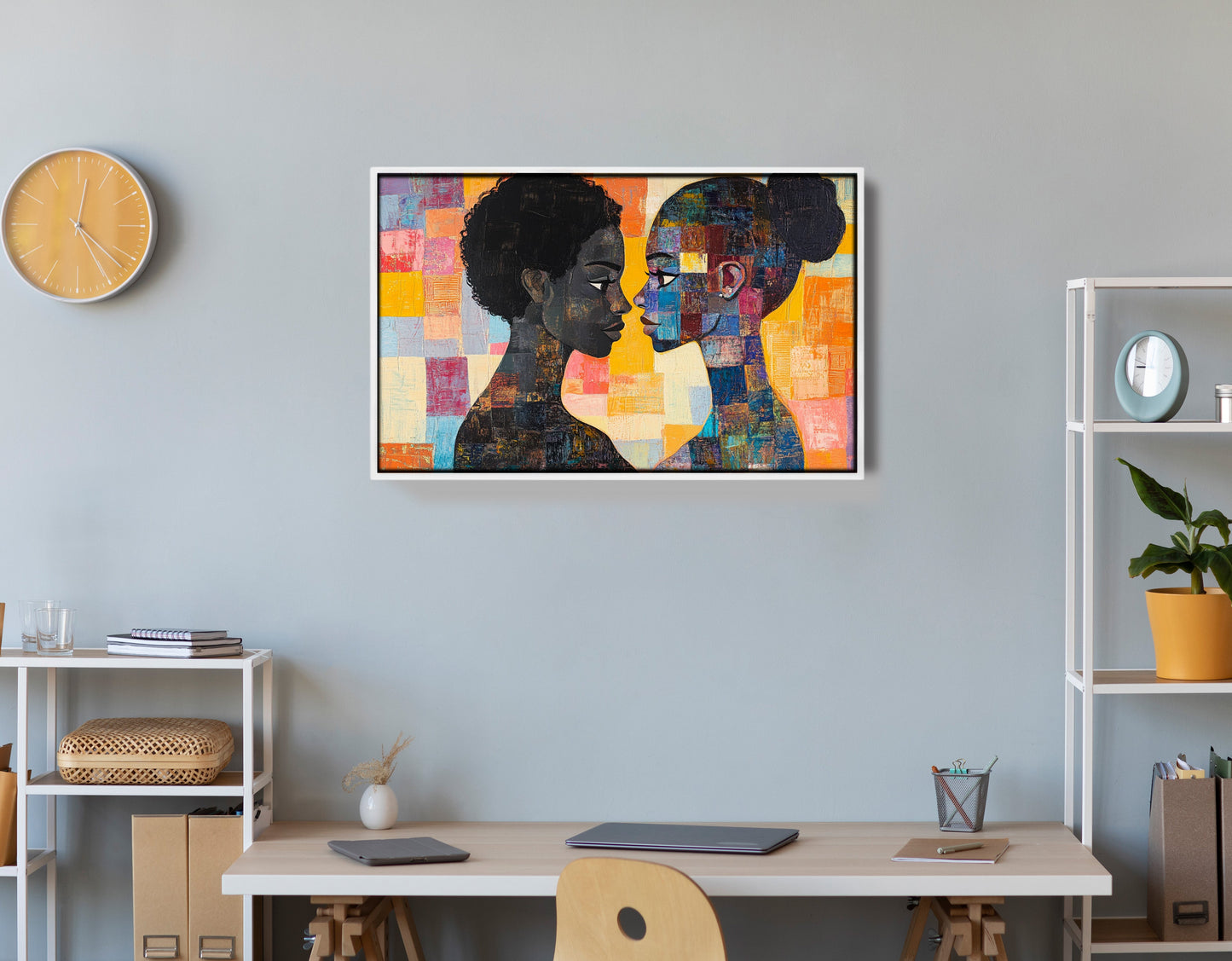 Black Lesbian Couple Portrait Black love wall art view 66