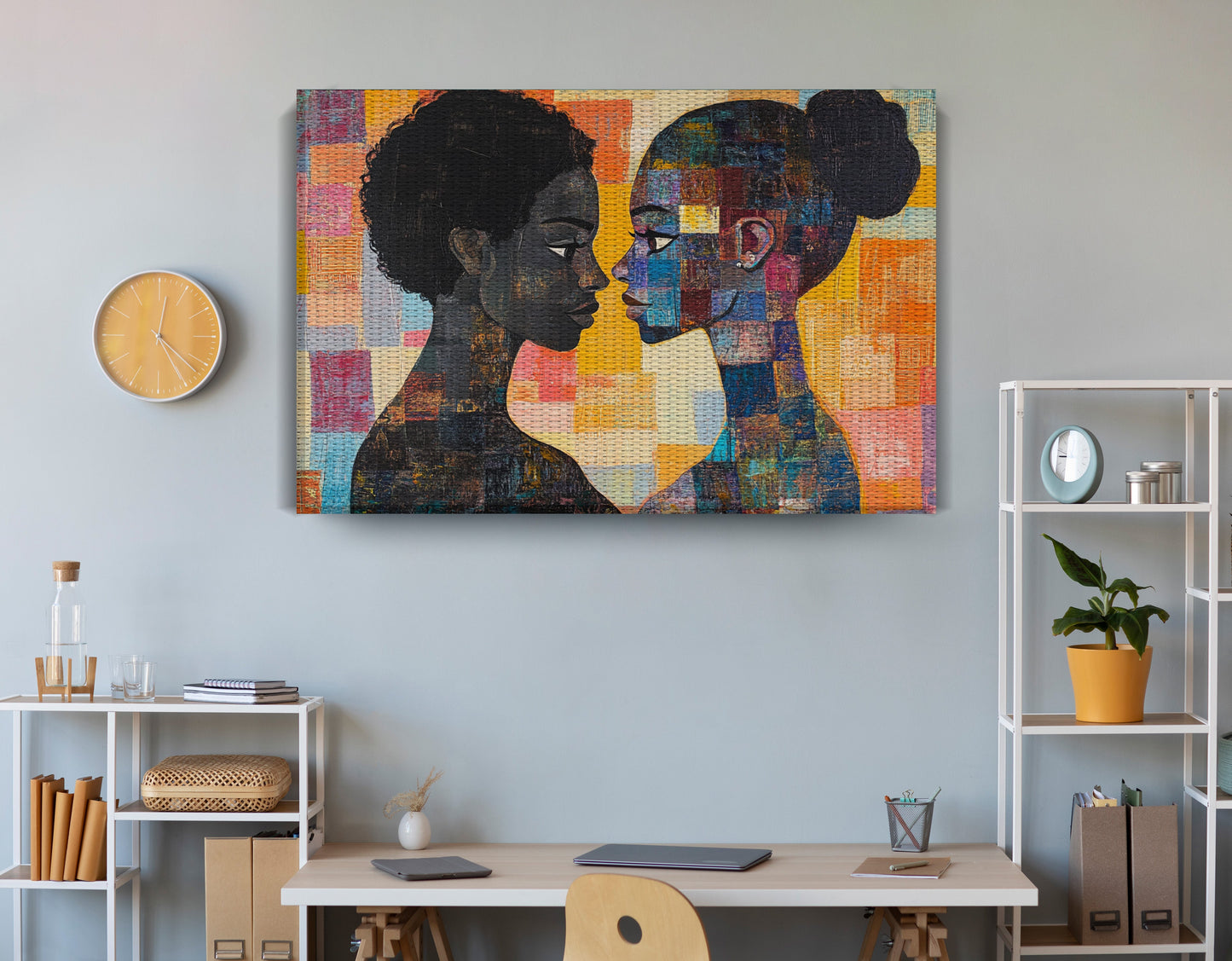 Black Lesbian Couple Portrait Black love wall art view 18
