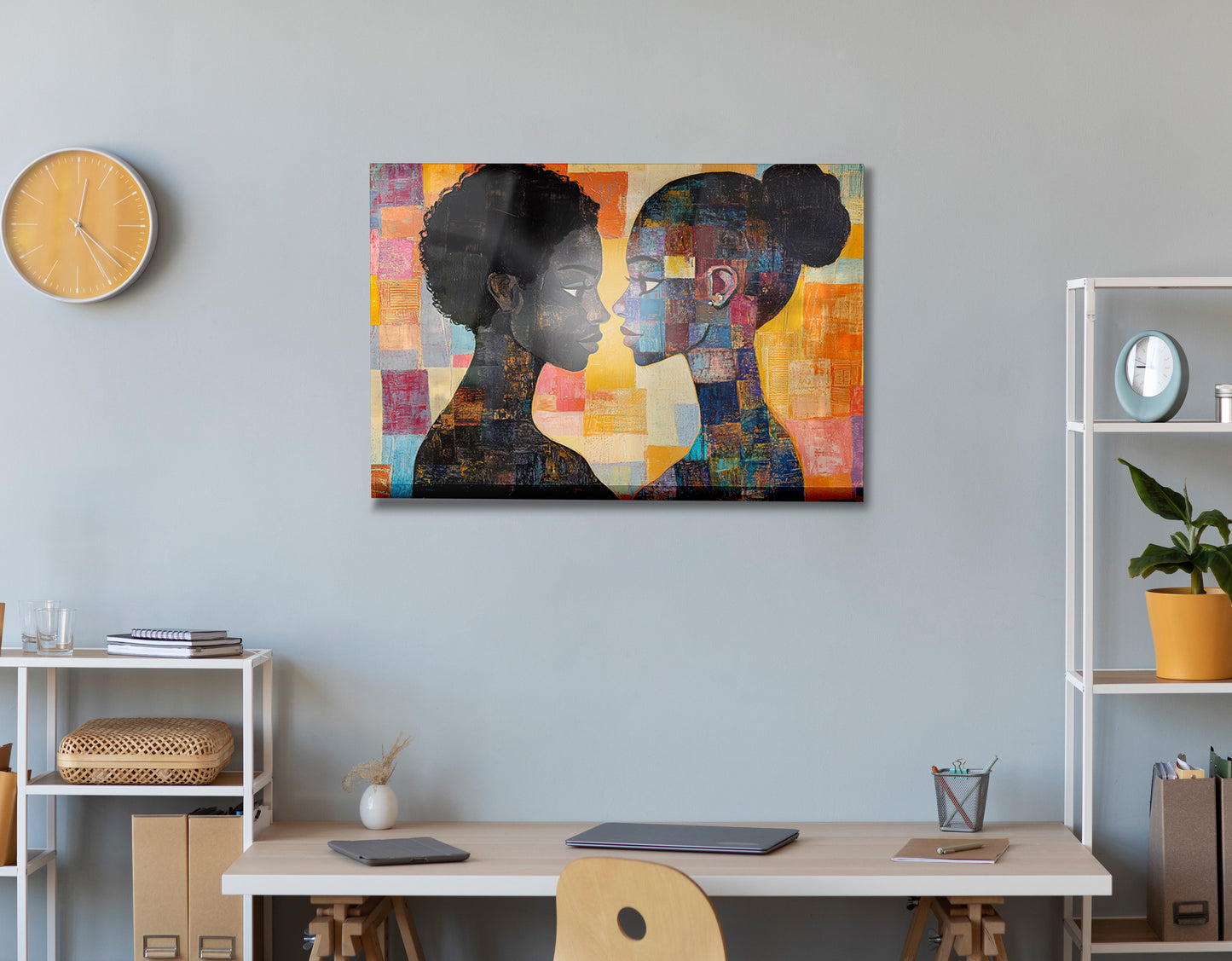 Black Lesbian Couple Portrait Black love wall art view 24