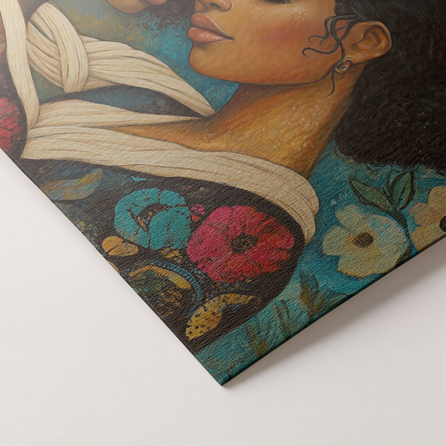 Black Lesbian Couple Embrace Black love wall art artwork by MoomZee Artwork
