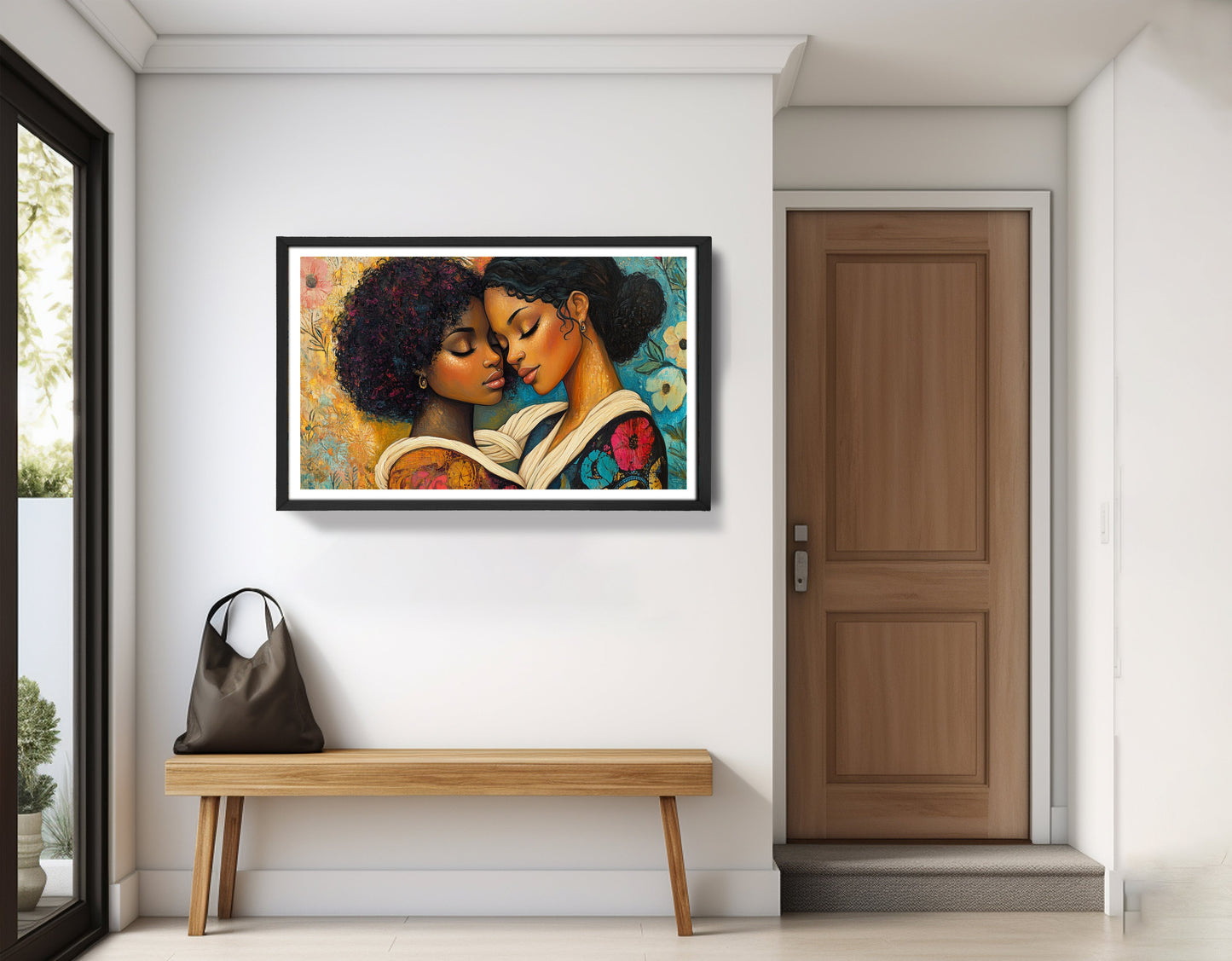 Black Lesbian Couple Embrace Black love wall art view 71