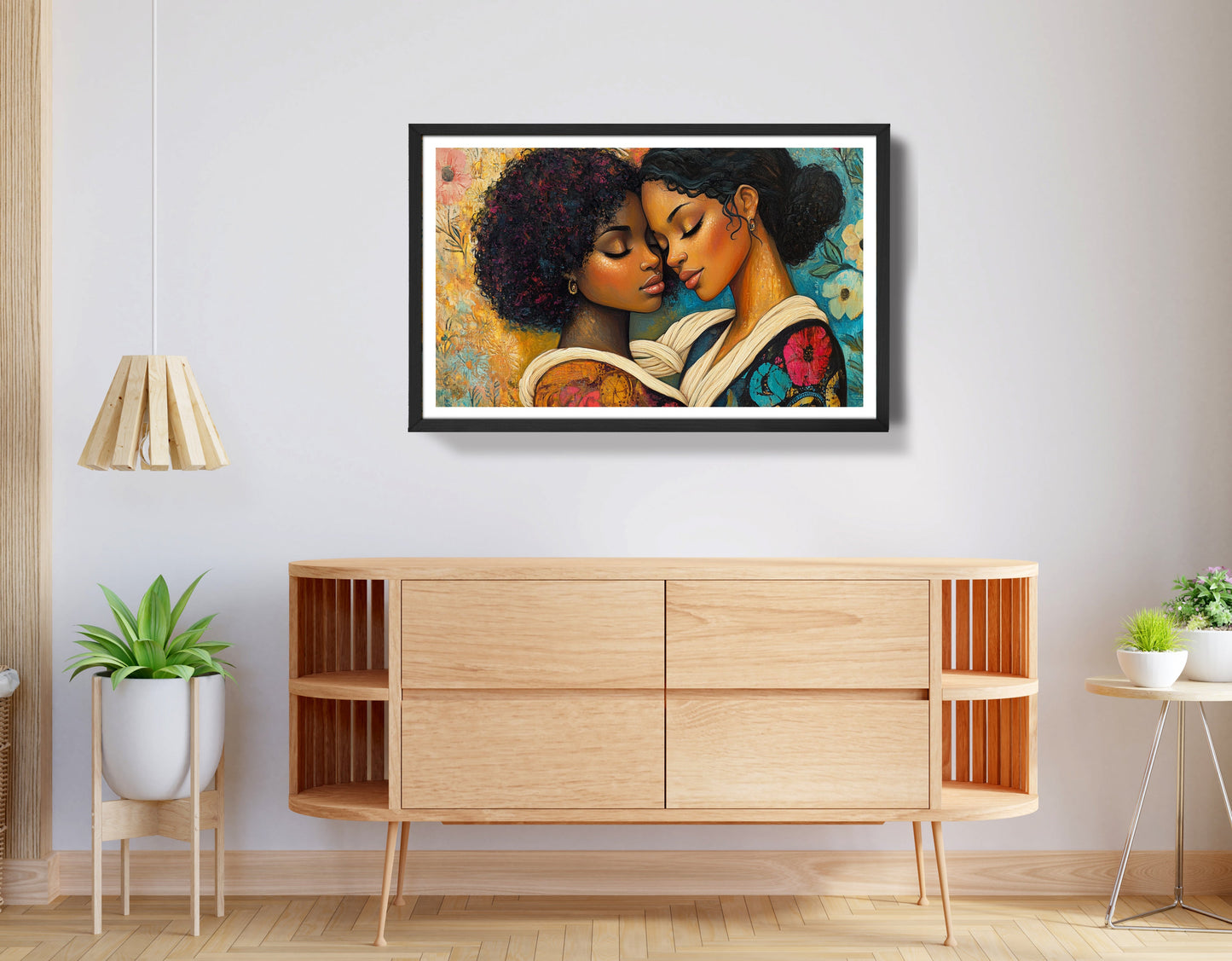 Black Lesbian Couple Embrace Black love wall art view 68