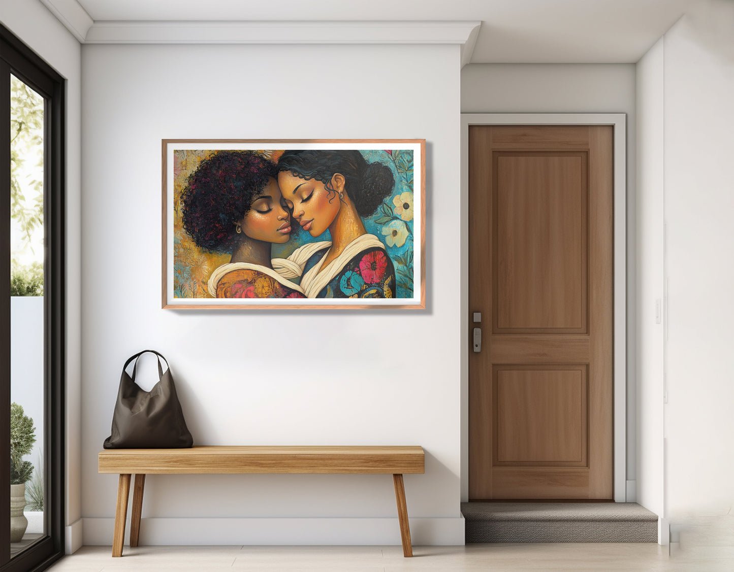 Black Lesbian Couple Embrace Black love wall art view 83