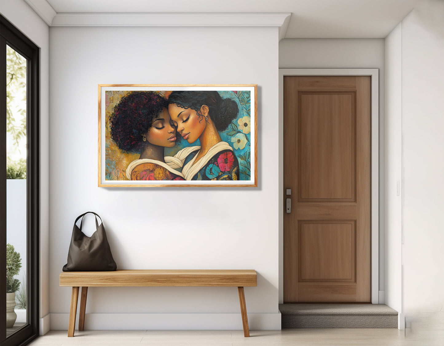 Black Lesbian Couple Embrace Black love wall art view 77