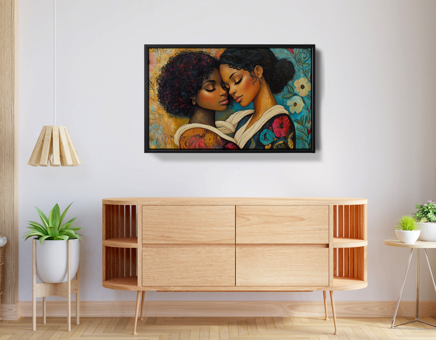 Black Lesbian Couple Embrace Black love wall art view 26