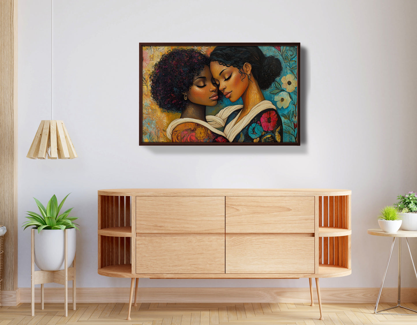 Black Lesbian Couple Embrace Black love wall art view 32