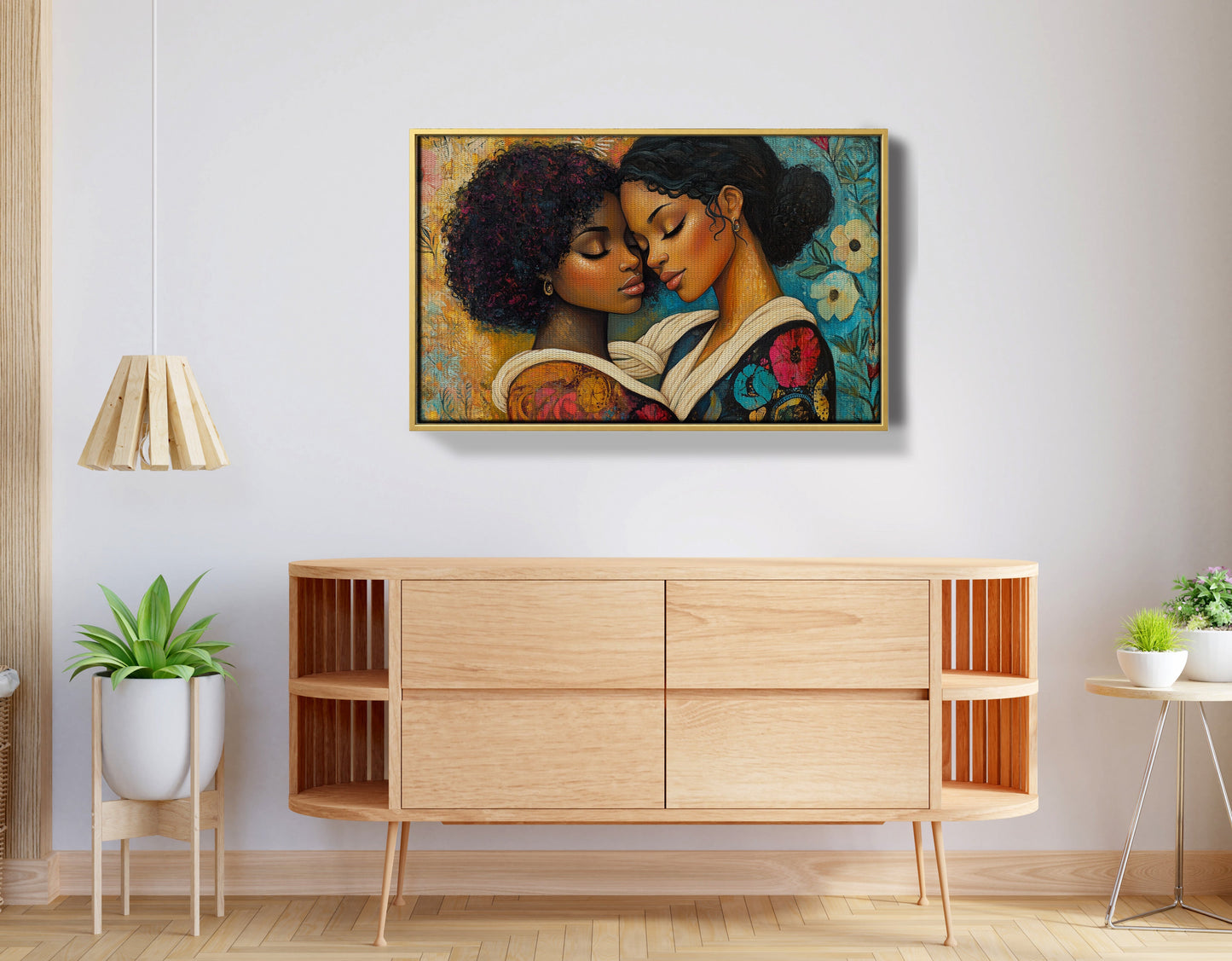 Black Lesbian Couple Embrace Black love wall art view 38