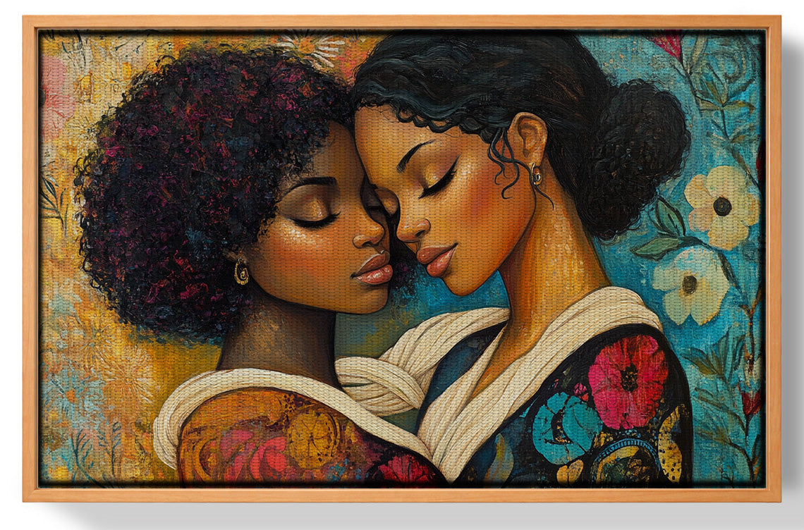 Black Lesbian Couple Embrace Black love wall art view 43