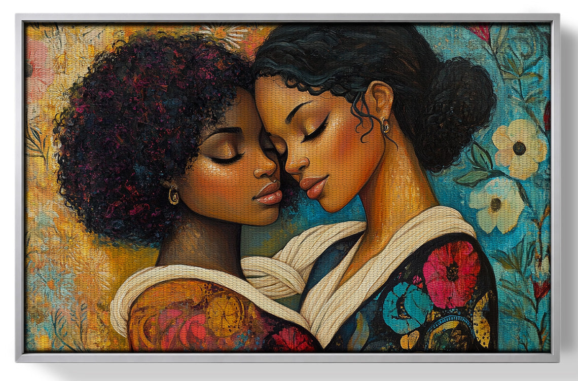 Black Lesbian Couple Embrace Black love wall art view 55