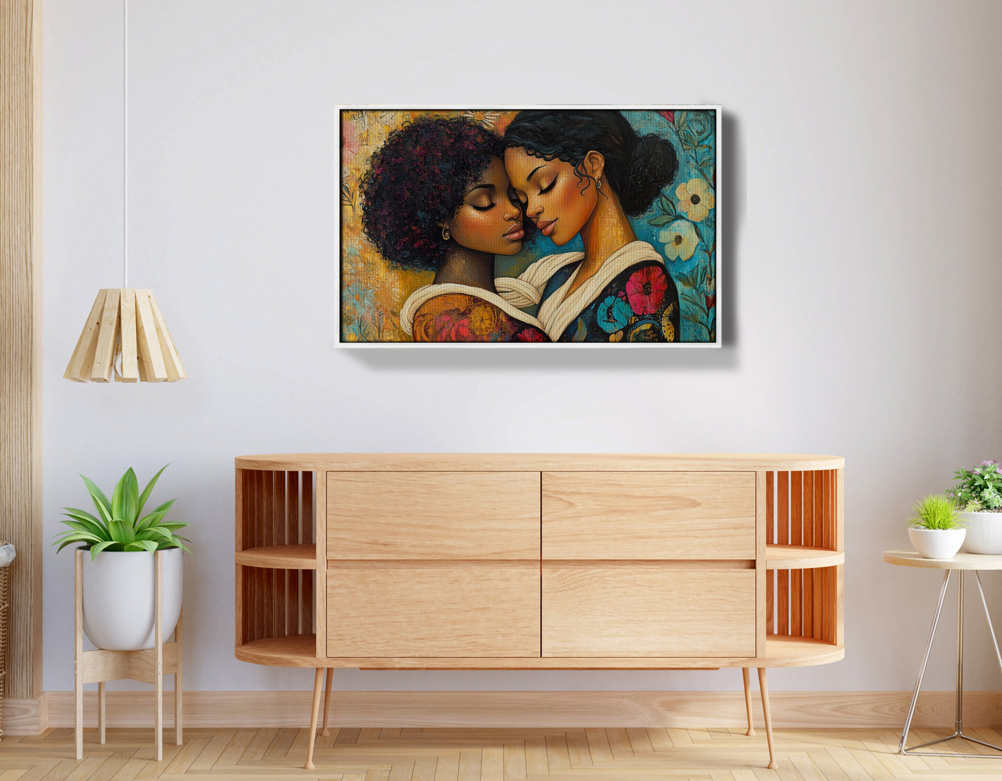 Black Lesbian Couple Embrace Black love wall art view 62