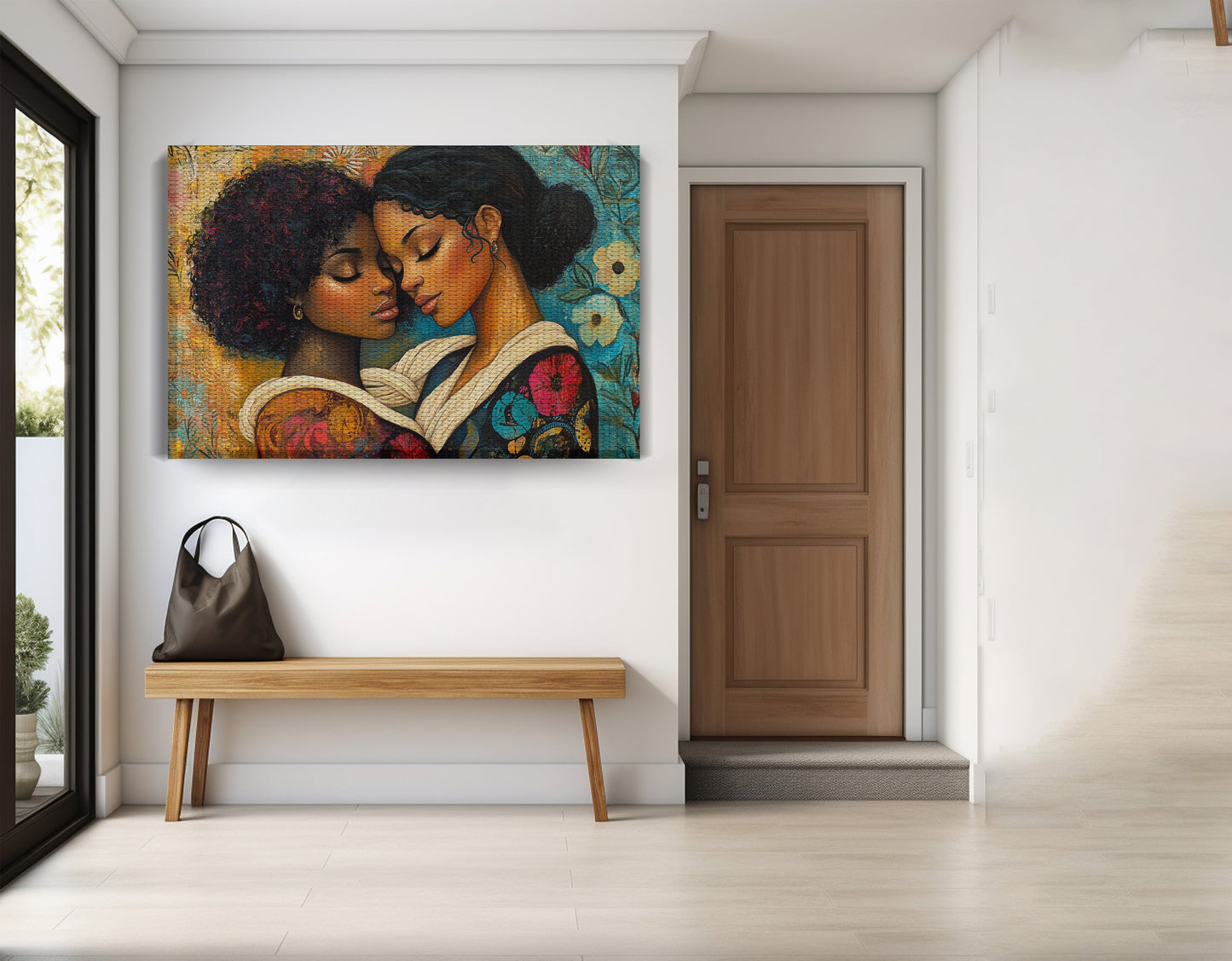 Black Lesbian Couple Embrace Black love wall art view 17