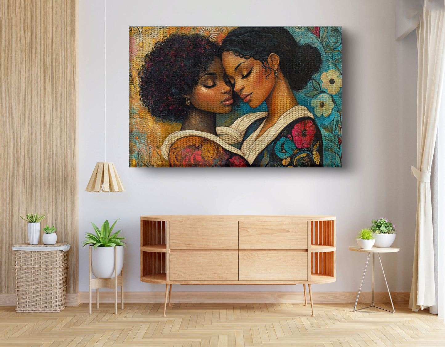 Black Lesbian Couple Embrace Black love wall art view 14