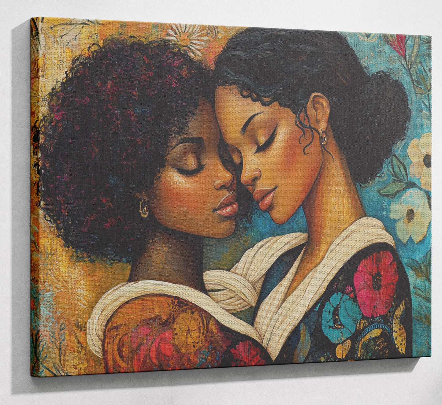Black Lesbian Couple Embrace Black love wall art view 13
